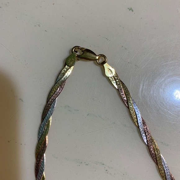 Italy 925 Tri Color Braided Necklace 18” - Picture 4 of 13